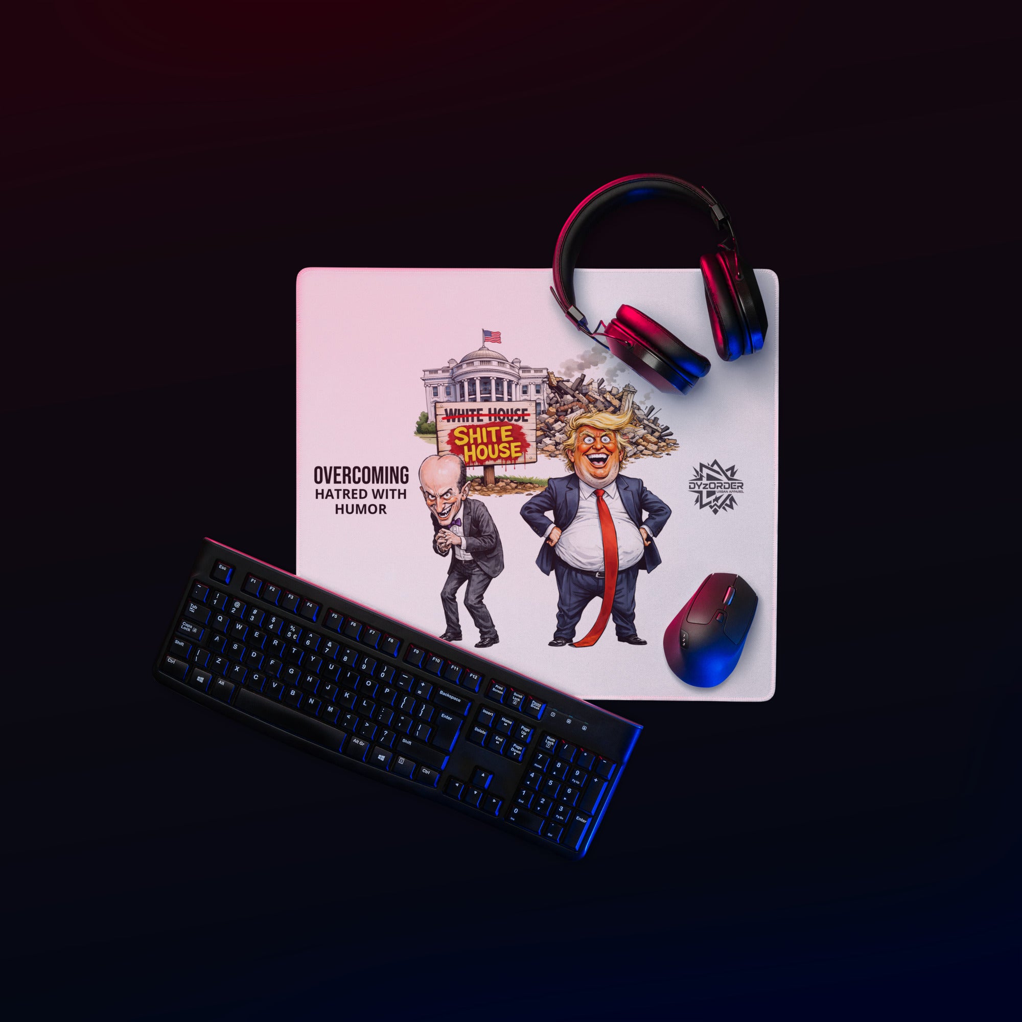 Overcoming Hatred with Humor Mouse Pad Standard + Gaming Desk Sizes