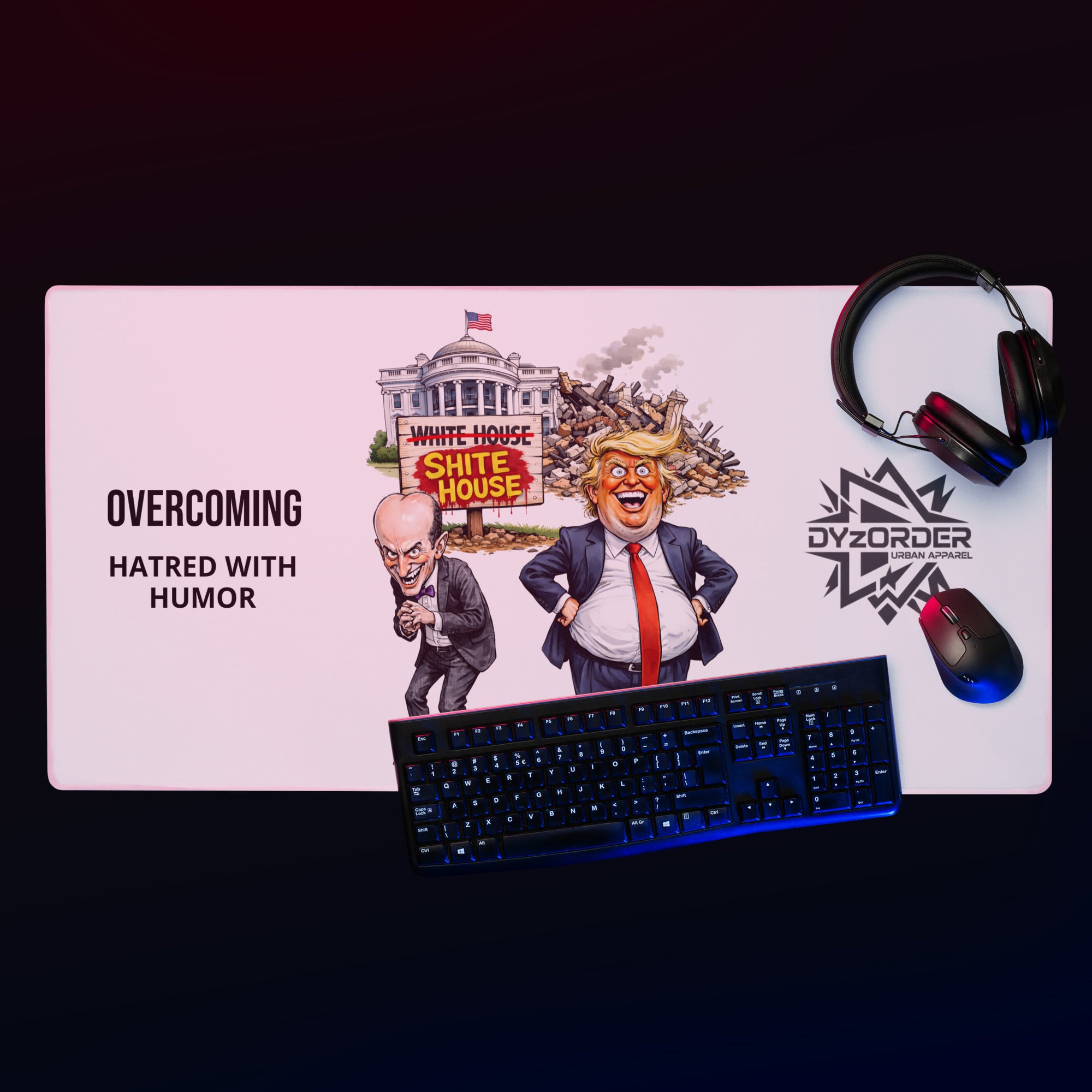 Overcoming Hatred with Humor Mouse Pad Standard + Gaming Desk Sizes